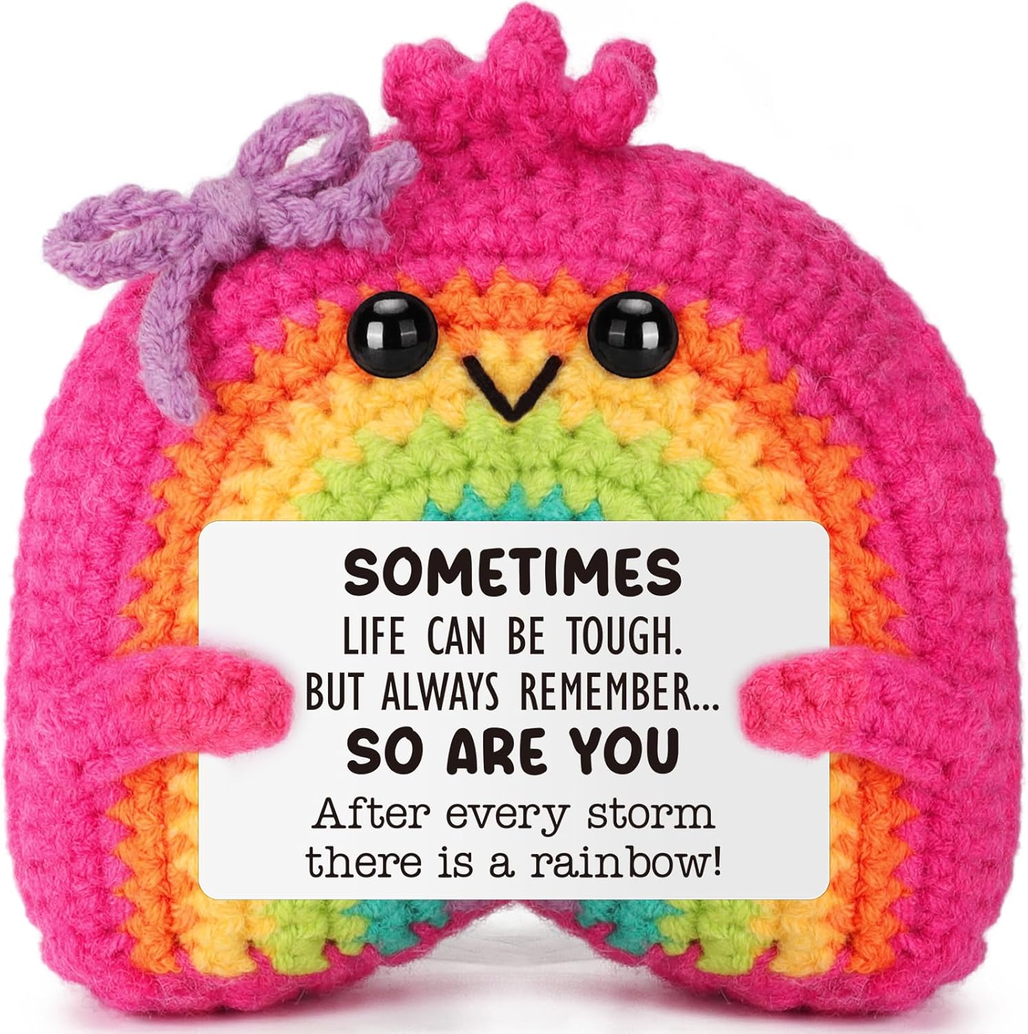 MY-ALVVAYS Emotional Positive Support Birthday Gifts for Teen Boys Girls | Gifts for Women Coworkers Sister Best Friend, Inspirational Encouragement Gifts, Handmade Rainbow Crochet, Mental Health Gift