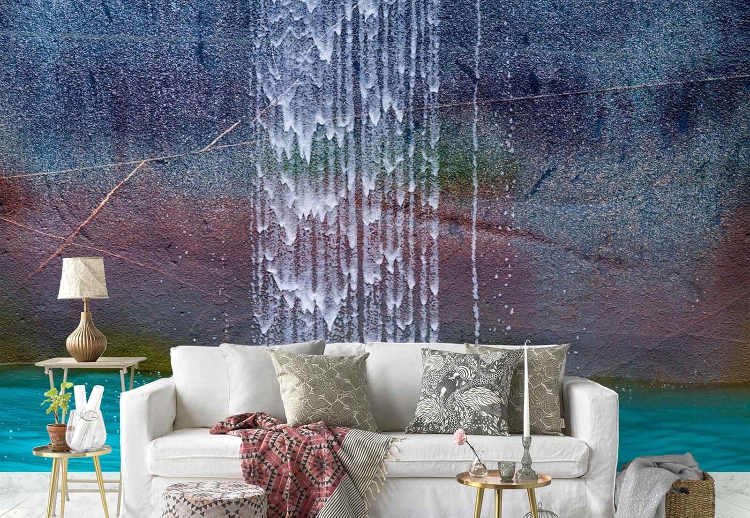 Photo wallpaper wall mural - Stonewall Water Leak Drops - Theme