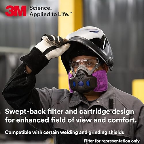 Miniatura 5 de 3M Filtro respirador P100, Secure Click D3097 Nivel de molestia Vapor Orgánico y Ciertos Filtro de Partículas a Base de Aceite y Sin Aceite,