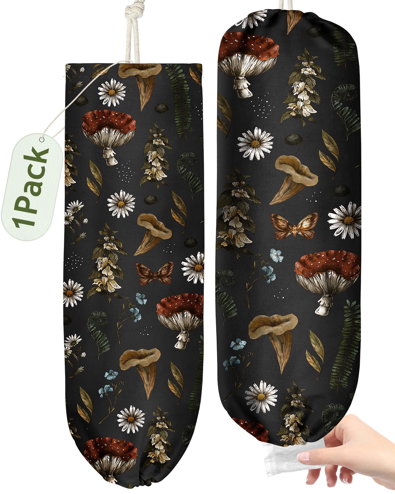 Kokaaee Plastic Bag Holder, Grocery Bag Organizer - 1 Pack Cute Kitchen Dispenser Holders Reusable Shopping Western Hanging Wall with Adjustment