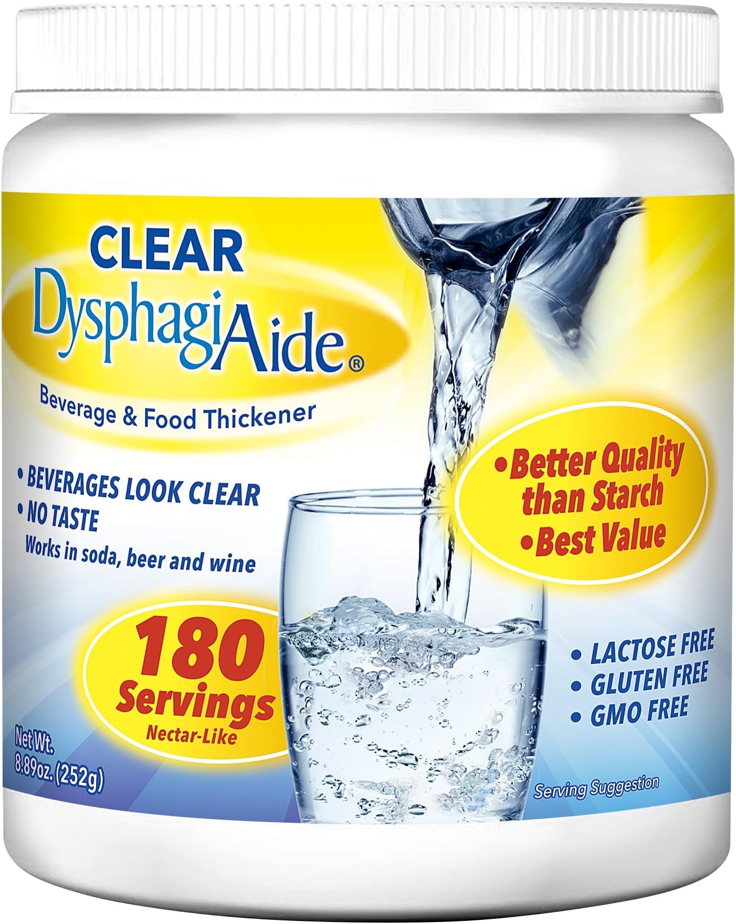 DYSPHAGIAIDE Clear Thickener Powder (180 Serving, 8.89 Oz) Instant Thickener for Liquids and Foods (8.89 Ounce (Pack of 1))
