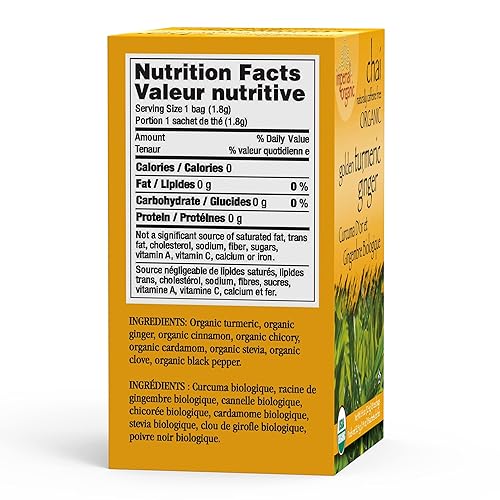 Miniatura 2 de Uncle Lee's Imperial Organic Chai Tea, té de jengibre y cúrcuma dorada naturalmente sin cafeína, canela orgánica, achicoria, cardamomo, stevia,