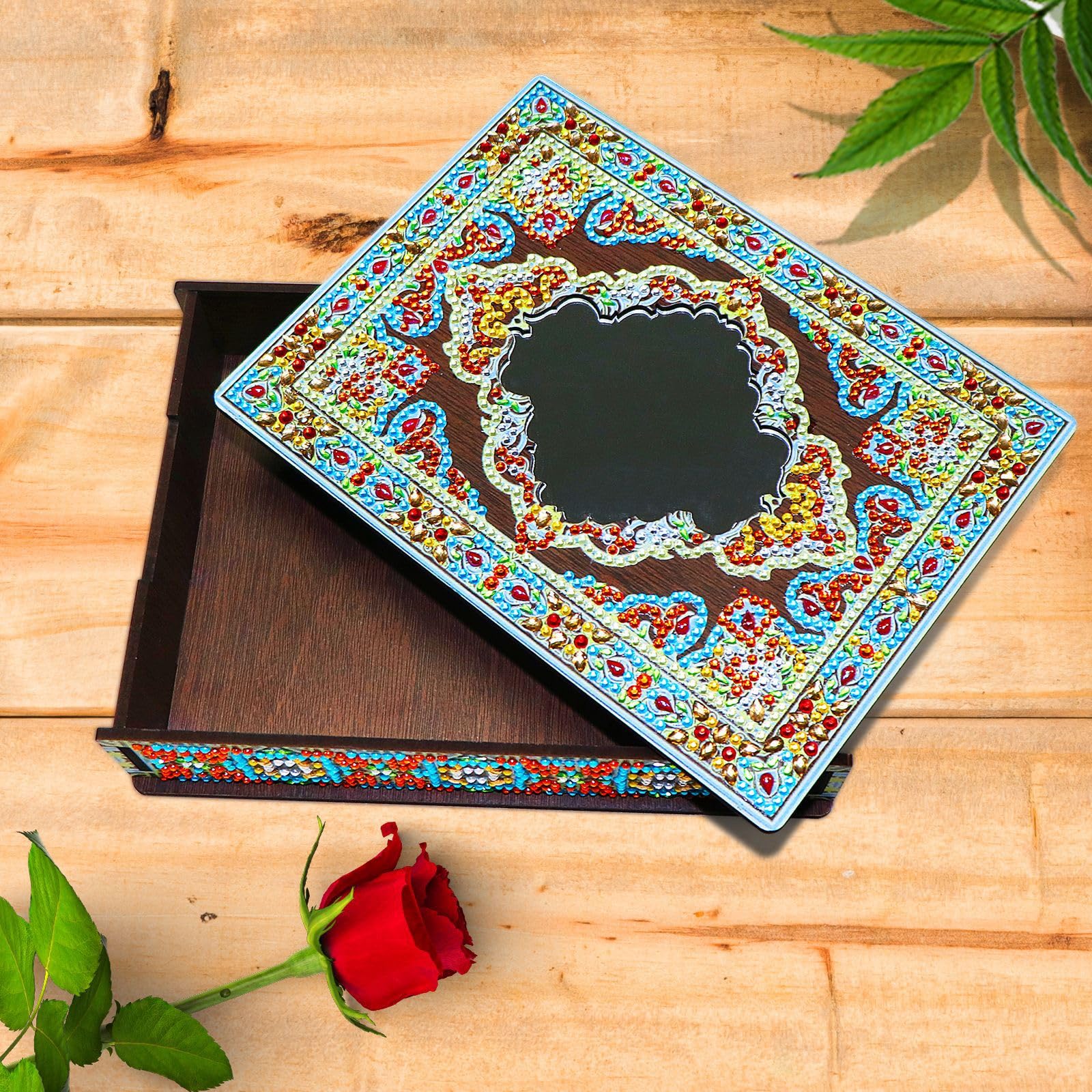 Kit Diamond Painting DIY - Boîte à Goûter/bijoux Ronde En Bois à Décorer (peinture Par Numéros, Adulte Débutant) - 13