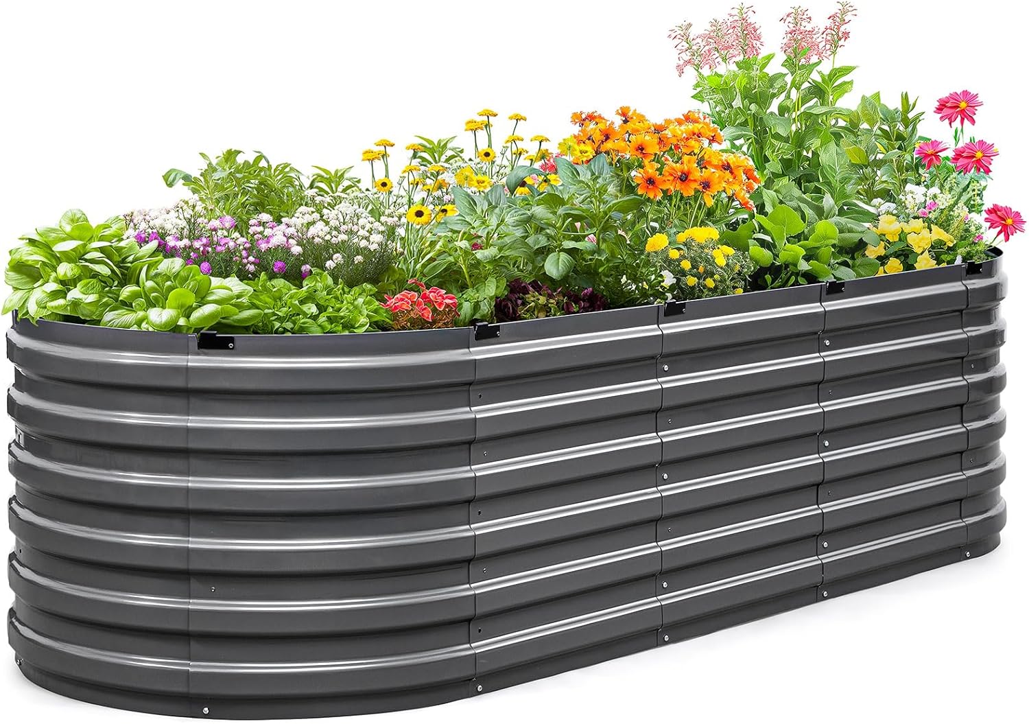 KING BIRD Raised Garden Bed Kit 2025 Upgraded Quick-Setup Galvanized Planter Garden Box Outdoor for Gardening, Vegetables, Flowers, 94x36x23 in, Dark Grey