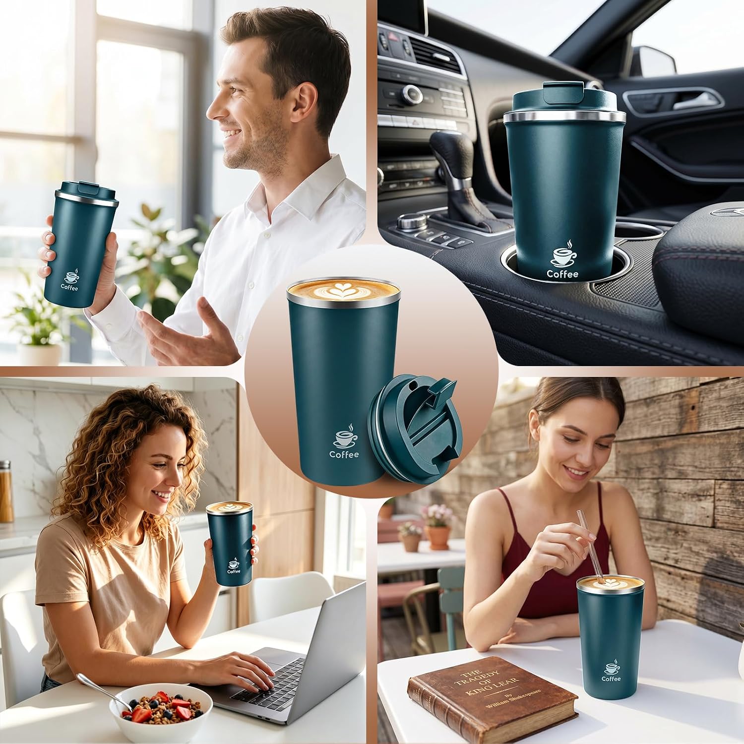 17oz Travel Coffee Mug ,Leakproof Vacuum Coffee Cup Insulated Tumbler