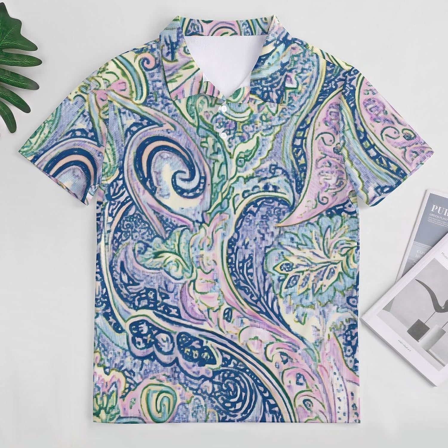 Tradition Paisley Pattern Men's Polo Golf Shirts Collared T-Shirt | short sleeve,three button,quick dry,machine washable,summer tee top