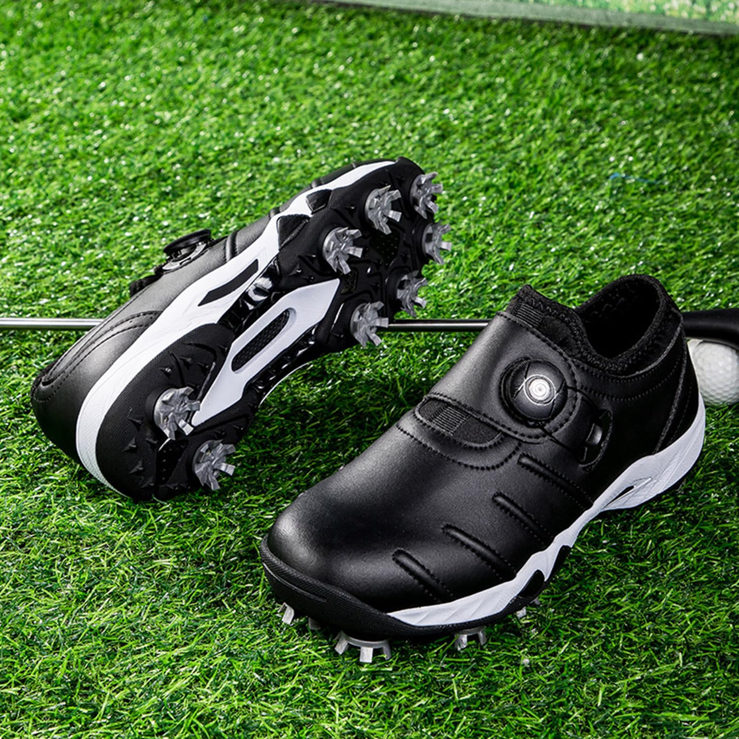 Chaussures de Golf Imperméables à Pointes pour Hommes, Chaussures de Golf Légères et Antidérapantes