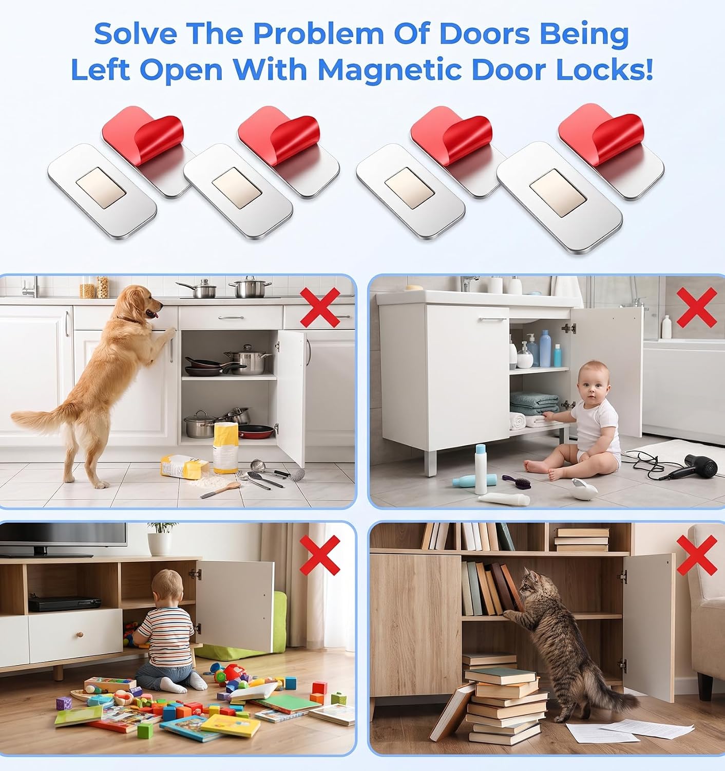 8 Pack Kitchen Cabinet Magnets, Drawer Magnets to Stay Closed No Drill