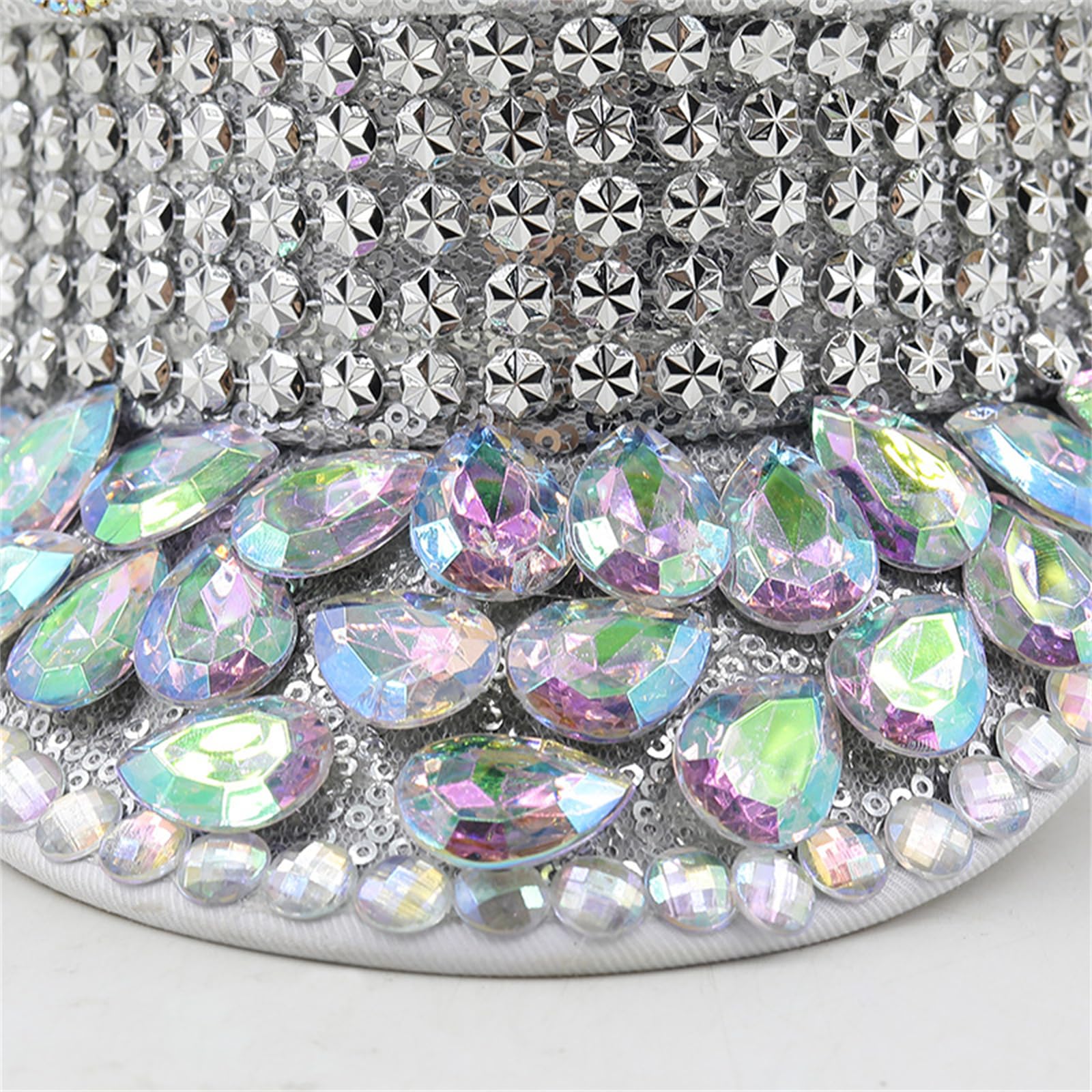 Cappello con Paillettes Strass per Matrimonio da Donna Cappello da Sergente Scintillante novità Cappello da Capitano per Feste di Compleanno per Night Club