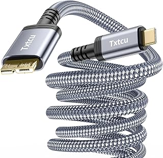Txtcu USB C Hard Drive Cable, [1m/USB3.0] Braided USB C to Micro B Cable Charging Data Sync Compatible for Toshiba Canvio, Seagate, WD External Hard Drive,Samsung M3 Galaxy S5 Note 3.etc