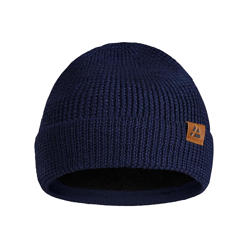 DANISH ENDURANCE Berretto Beanie in Lana Merino con Fodera in Pile, Berretto a Maglia, Berretto Invernale Uomo e Donna Blu One Size