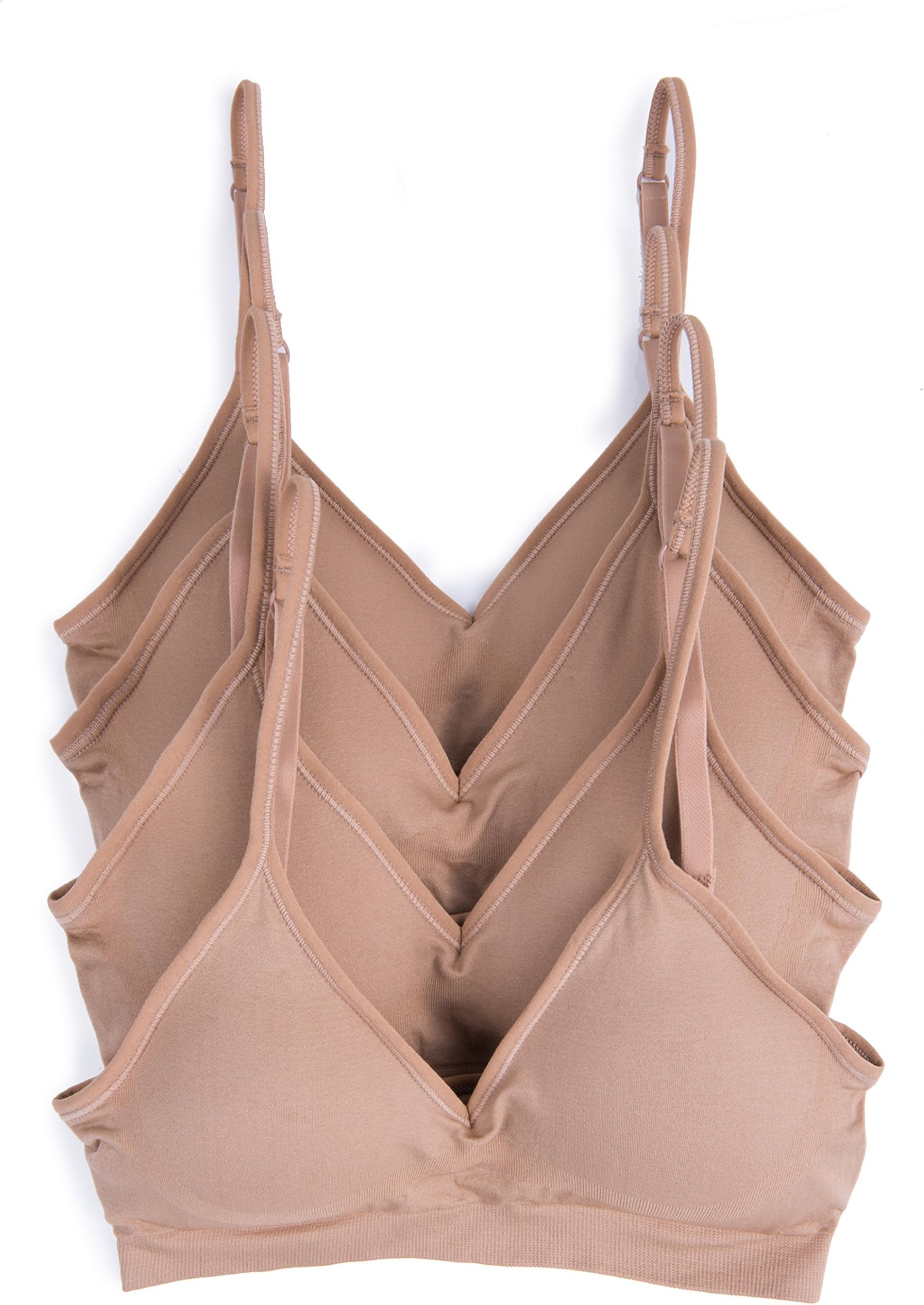 4 Pack V Neck Padded Bralette Adjustable Straps