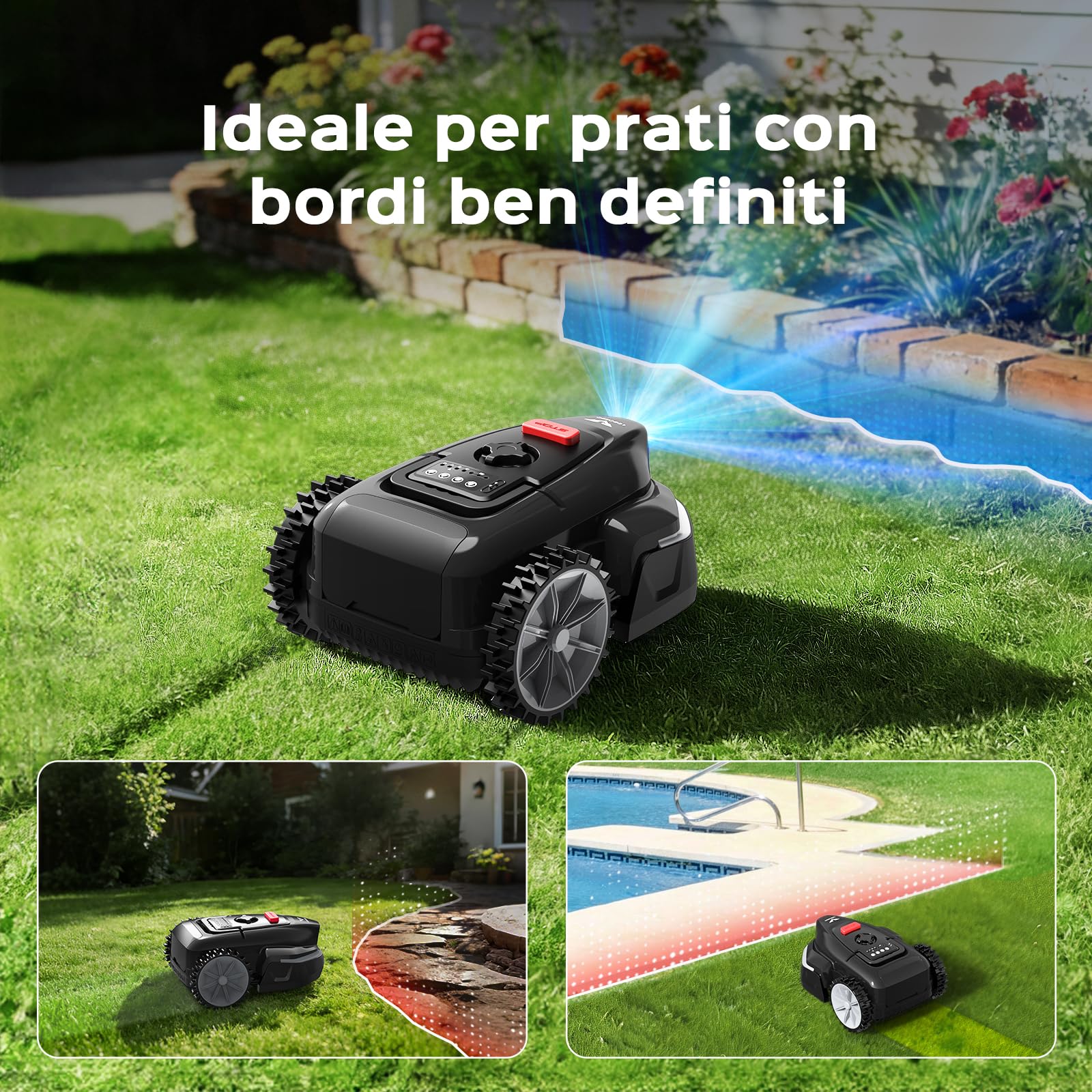 V3 Robot cortacésped, con navegación Visual, detección de 150+ obstáculos, Control por App, 50 dB, con Modo Espiral y Sensor de Lluvia, cortacésped automático para Jardines pequeños y medianos