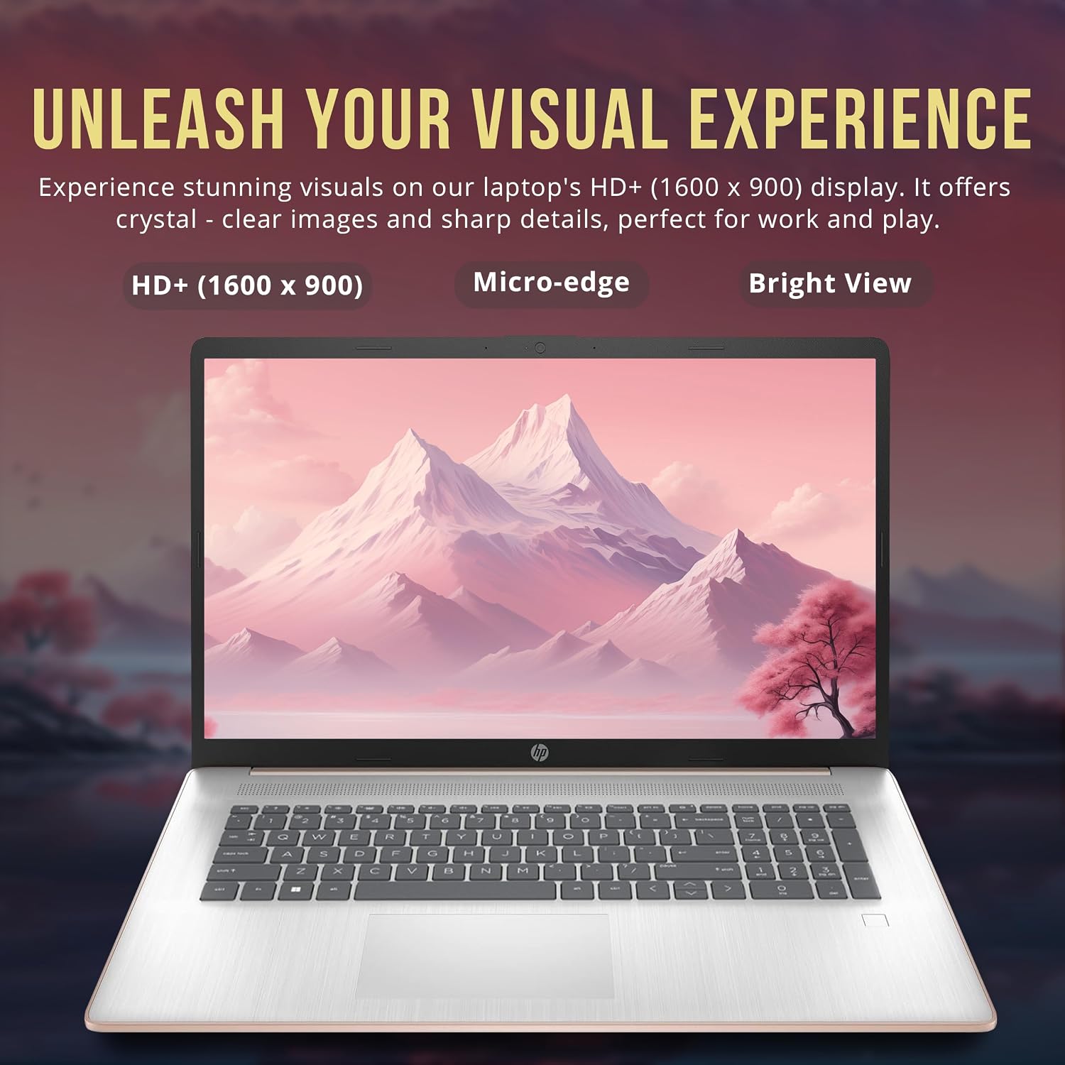 HP 17.3" HD+ BrightView Laptop, Intel Celeron N4120, 16GB RAM, 1.16TB Storage (1TB SSD + 160GB Docking Station Set), Intel UHD Graphics, Full-Size Keyboard, Webcam, Wi-Fi, Windows 11 Home, Rose Gold