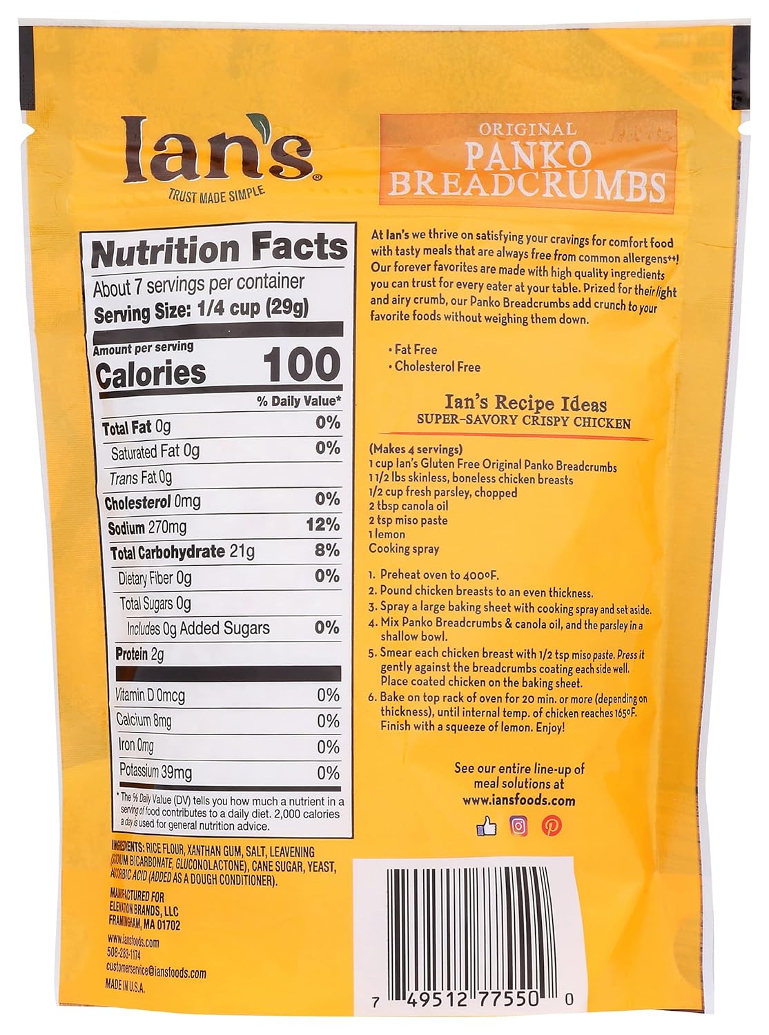 Ian's Original Panko Breadcrumbs, 7 oz