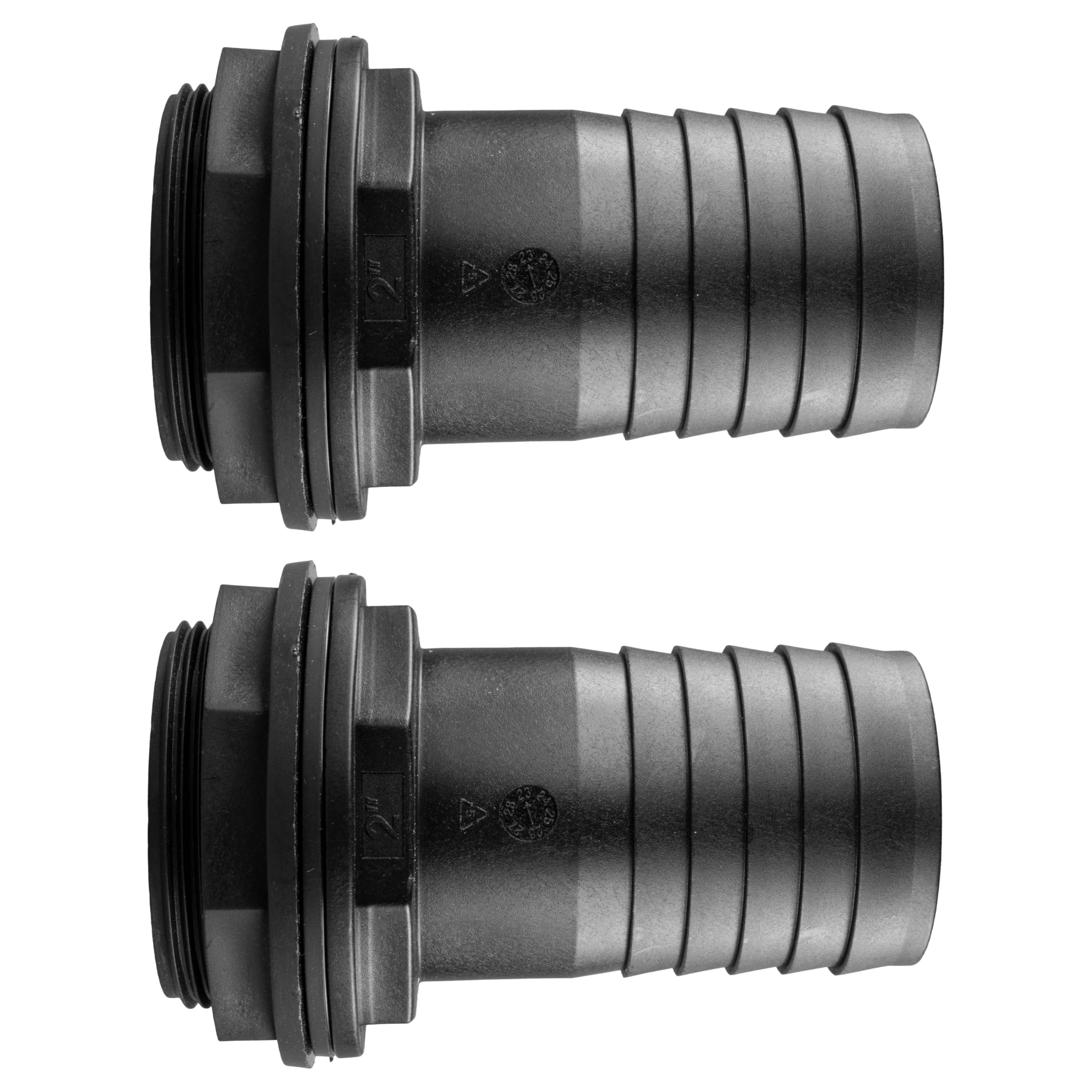 Water Butt/Rain Barrel/Storage Tank Outlet (Pack of 2) Hosetails for Linking Tanks Or Overflow,for Pipe Size 1/2" -2" (2" bsp = (60mm Hole))