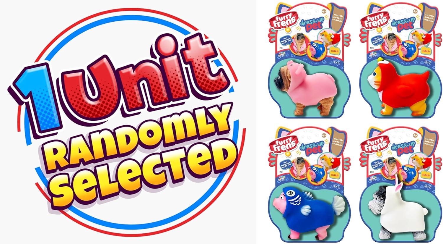 JA-RU Dress-Up Pets Animal Stress Balls for Kids (1-Pack) – Squishy Animal Toys with Removable Costumes, Stress Relief Fidget Toy, Bulk Party Favors & Classroom Prizes. 3707-1s