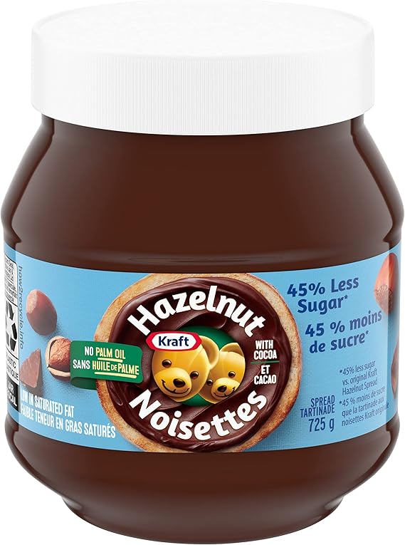 Kraft Peanut Butter Hazelnut Spread with Cocoa and Less Sugar, 725g