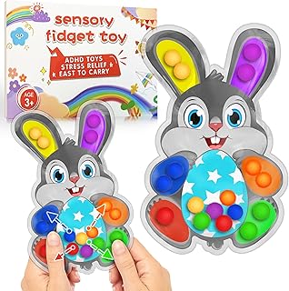 Bunny Rabbit Color Sorting Sensory Toys, Stocking Stuffer Gift Airplane Travel Activities Essential for Toddler Fine Motor Skill Toy Autism Quiet Fidget for Autistic Kids Gift Easter Basket Stuffer