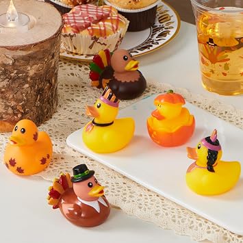 JOYIN 18PCS Thanksgiving Rubber Ducks for Boys Girls Kids & Toddlers, Thanksgiving Party Favor Gifts, Rubber Ducky Bath Toys, Kids Fun Bath Toys