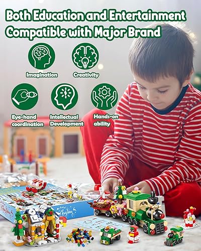 Miniatura 4 de Calendario de Adviento 2023 para niños, juguetes de bloques de construcción de 24 días, calendarios de cuenta regresiva, rellenos de calcetines de