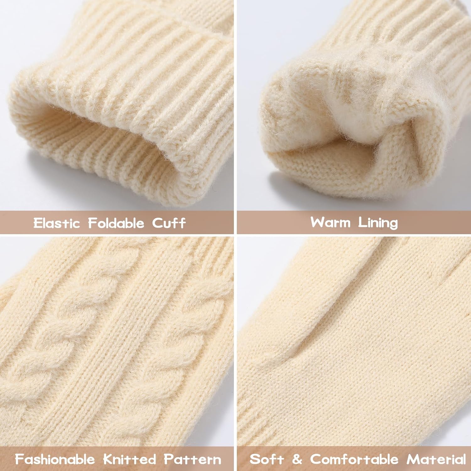 Pleneal Winter Gloves for Women Cold Weather - Womens Gloves Warm Touch Screen Fleece Lined Elastic Cuff Knit Glove 2 Pairs - Image 5