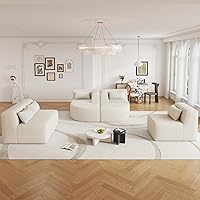 Vista 3 de P PURLOVE Sofá modular modular combinado, 4 sofás combinados, tapizado moderno con 2 tumbonas y 5 almohadas traseras para sala de estar, oficina