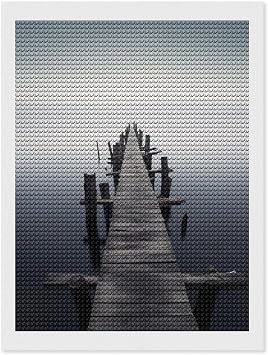 Old Wood Pier Above Calm Water Diamond Art Kits for Adults, DIY 5D Diamonds Painting Kits for Beginner, Round Full Drill Diamond Dots Painting, Diamonds Pictures Gem Art and Crafts Wall Decor 12"x16"