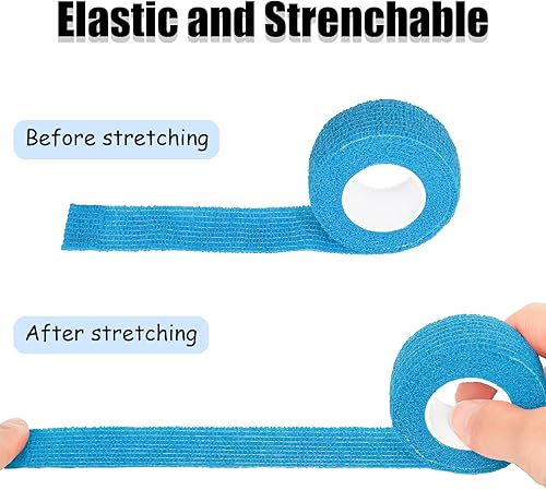 Miniatura 10 de Twavang Paquete de 6 cintas elásticas autoadhesivas de 2 pulgadas para mascotas, atletismo, deportes, muñeca, rodilla, tobillo (5 yardas por rollo,