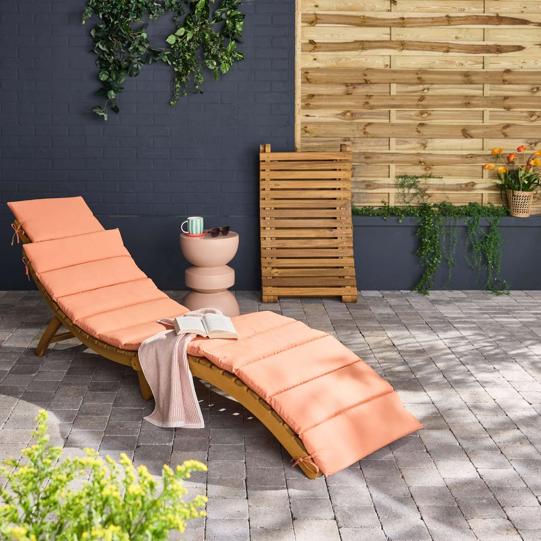 Set 2 lettini prendisole in legno di acacia Terracotta - 184x55x63.5 cm