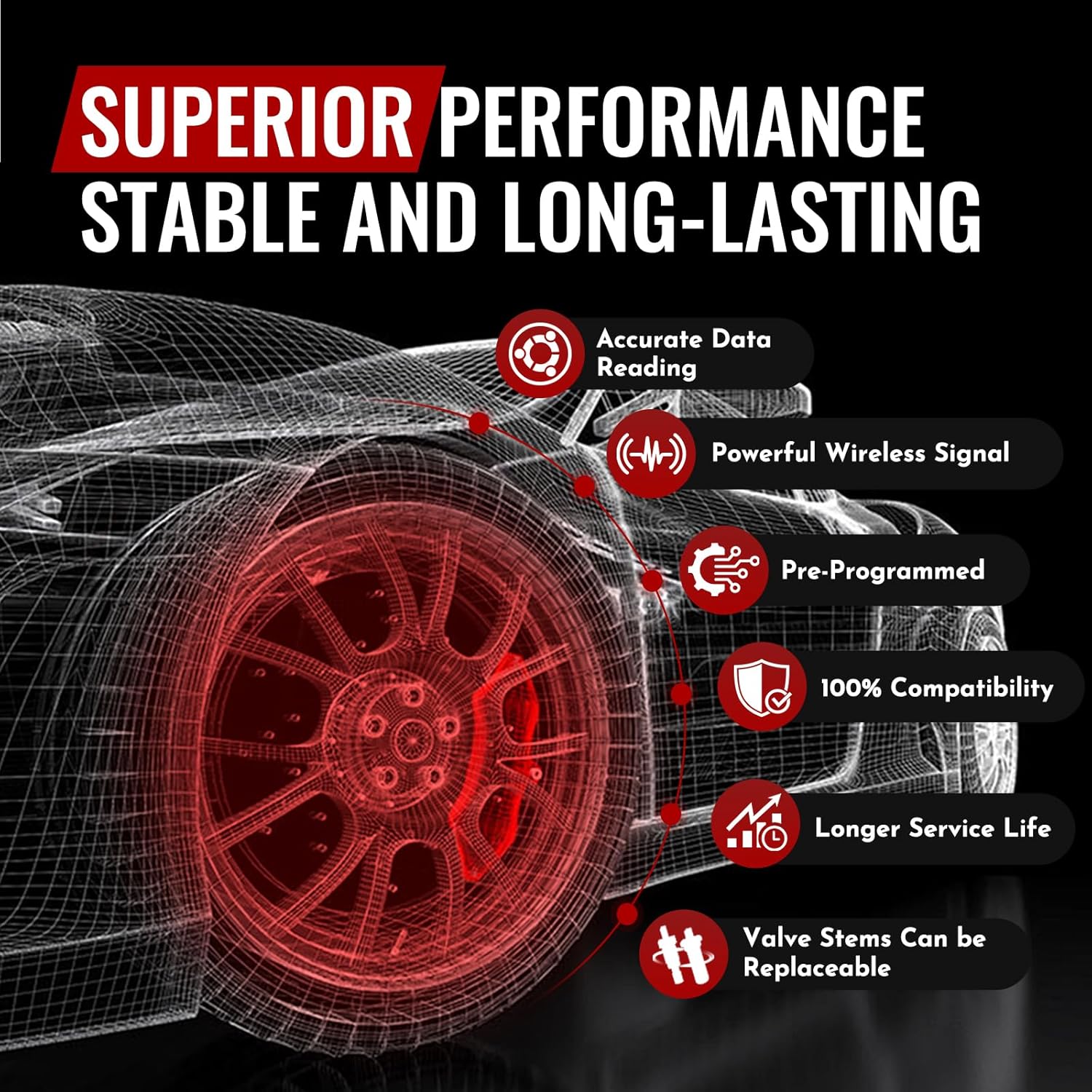 433Mhz Pre-Programmed TPMS Sensor, 4 Pack Tire Pressure Monitoring Sensor fit for BMW M2 M3 M4 X3 X4 X5, Mercedes, Rolls Royce, Replace A0009052102 36106872774-4 Replaceable Valve Stems
