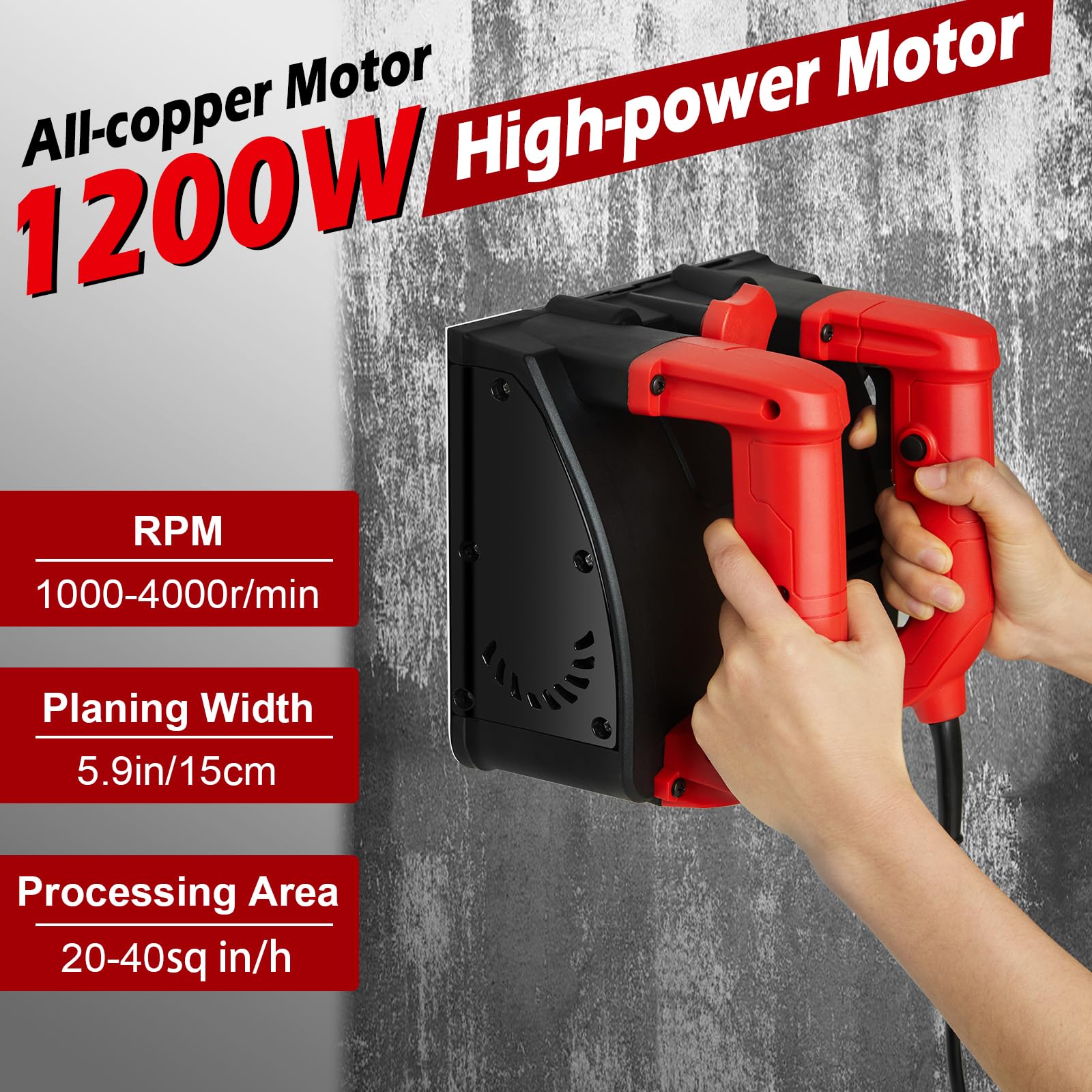Cepilladora eléctrica de pared, raspador eléctrico de mano profesional, herramienta de eliminación de pintura roja y negra para preparación de superficies