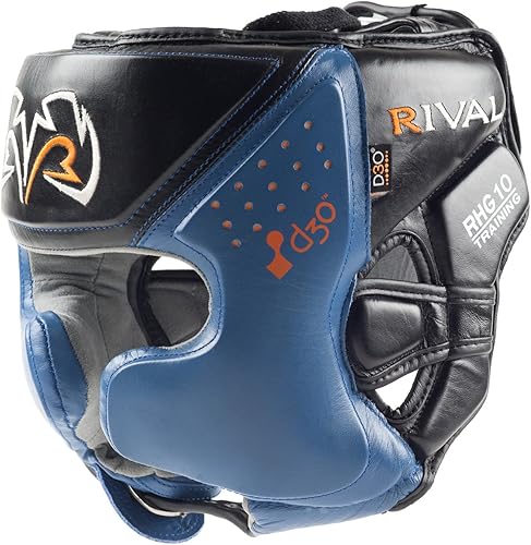 RIVAL Boxeo RHG10 Intelli-Shock Headgear, D3O acolchado frontal y lateral, ajuste de gancho y bucle trasero con encaje en la parte superior y