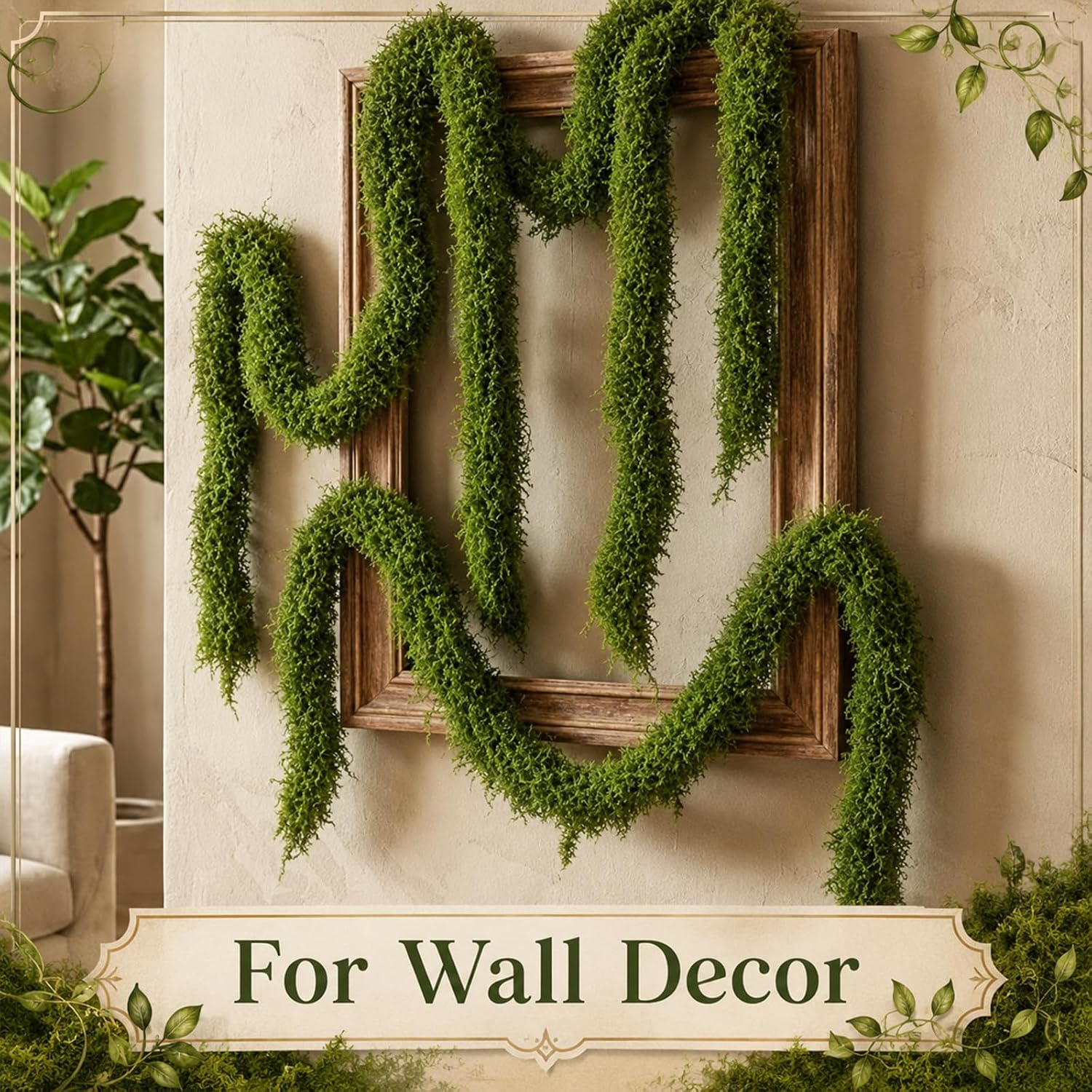 2 Pcs 94 Inch Bendable Moss Vines Fake Tree Branches Garden Decor