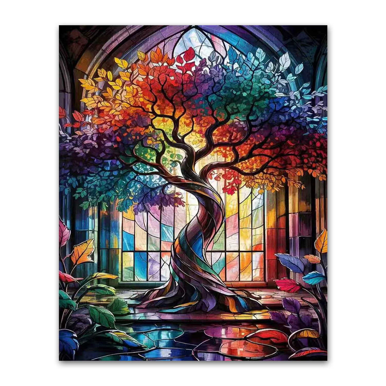 WEMEON Malen Nach Zahlen Erwachsene(40X50cm)- Baum Des Lebens Malen nach Zahlen, Malen Nach Zahlen Kit mit 3 Pinseln, Acrylfarben Handgemalt Ölgemälde Leinwand für Home Decor