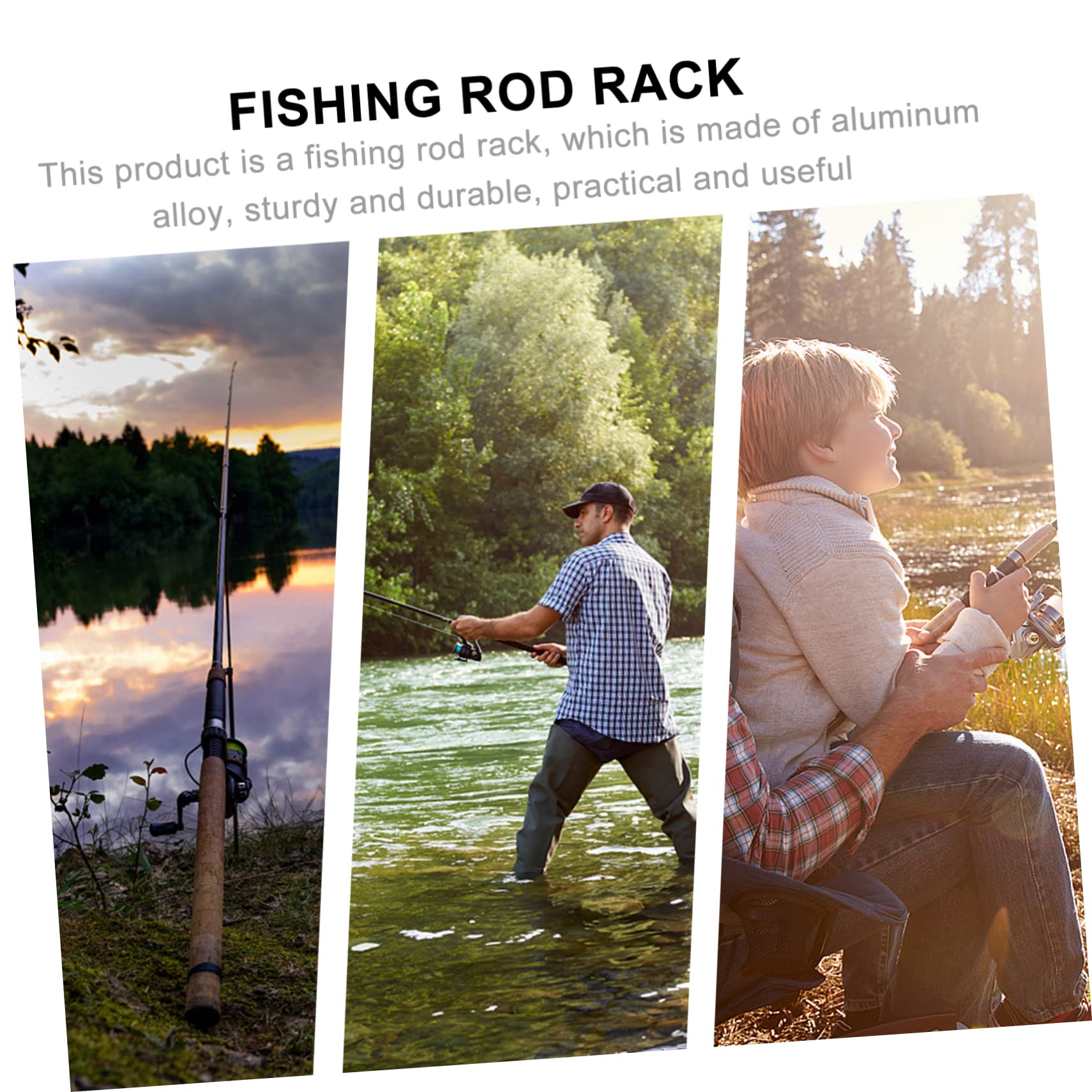 Porte- à Pêche 2 Pièces en Acier avec Base de Fixation Noire