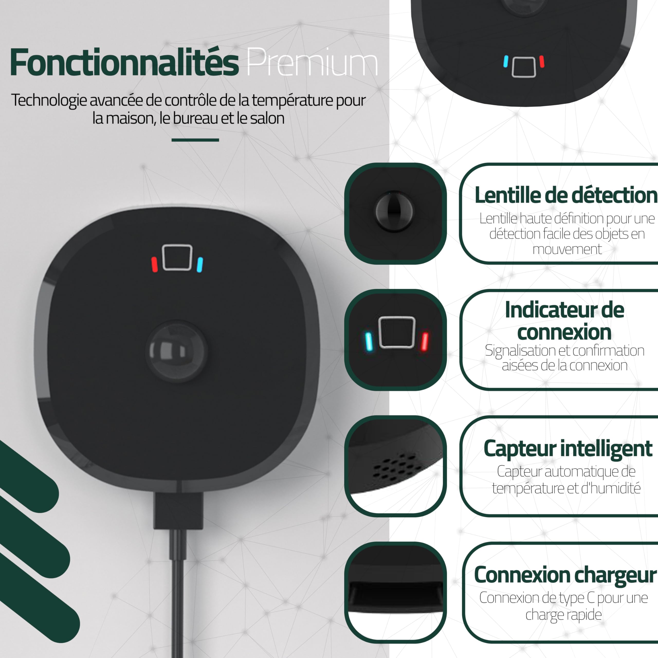 Heatzy Cool : Thermostat Connecté WiFi - Contrôleur Intelligent sans Fil pour Pompe à Chaleur et Climatiseur - Compatible Alexa, Google Home - Efficacité énergétique