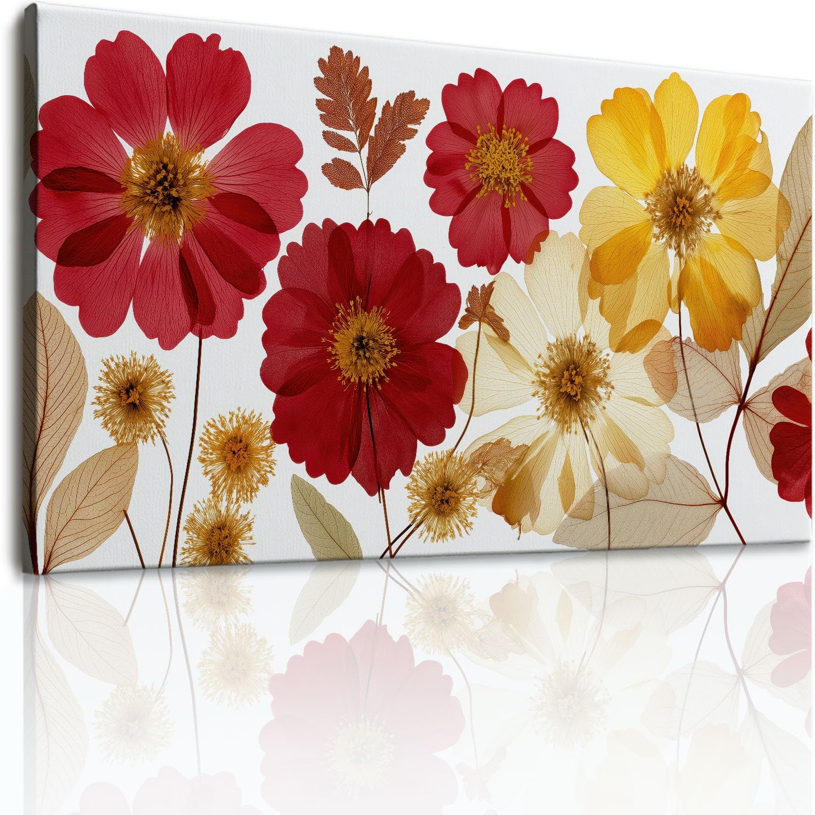 Genérico - Cuadro decorativo para pared, diseño floral, impresión sobre lienzo, minimalista moderno, póster decorativo de pared para salón, dormitorio, cocina, pasillo, blanco, 120 x 80 cm, decoración