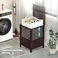 Vista 6 de Homykic Paquete de cestas de bambú para almacenamiento y ropa sucia, color espresso