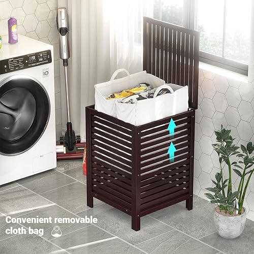 Miniatura 6 de Homykic Paquete de cestas de bambú para almacenamiento y ropa sucia, color espresso