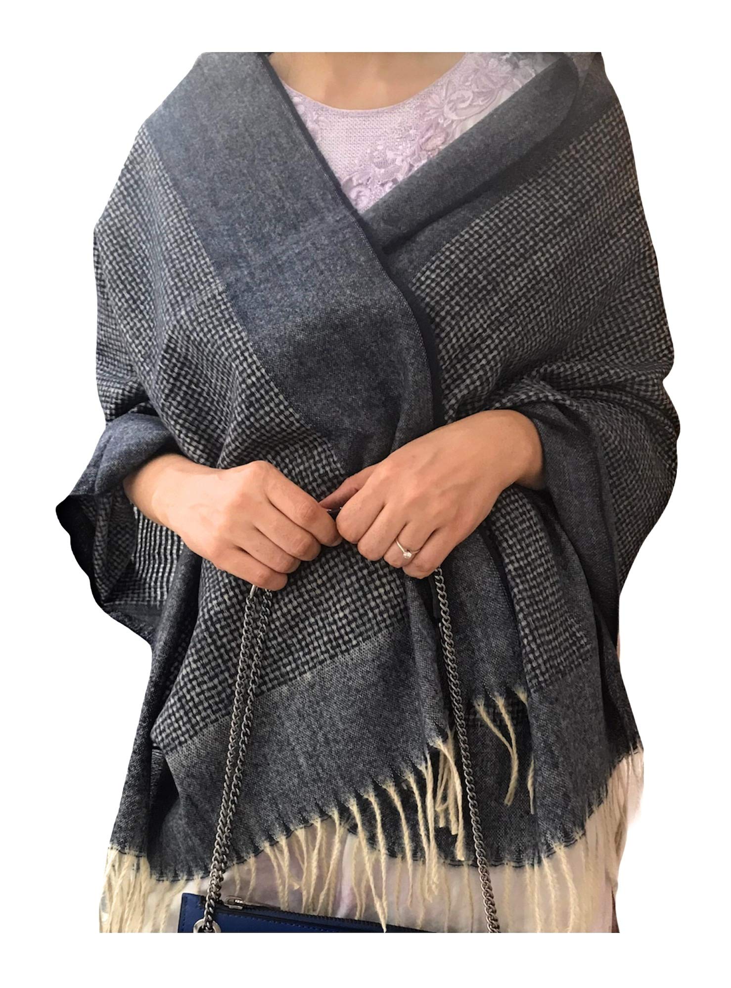 The Kashmir EmporiumA gorgeous basket pattern cashmere scarf/wrap/shawl, traditional weave with thick border,eyelash fringe from nepal.28"x80" vegan/manmade thick cashmere