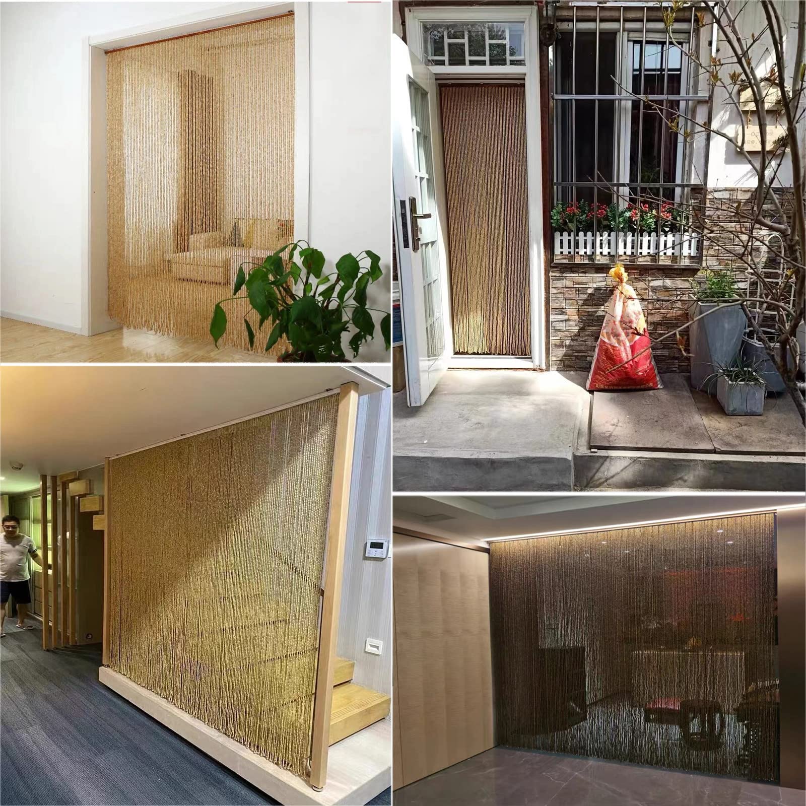 Perlenvorhang für Türen,Hängender Dekorative Türvorhänge Panel,Bambusvorhang Holz Perlen Fadenvorhang,Natur Bambus Türvorhang,für Schlafzimmer Wohnzimmer Balkontür,Anpassbare (100 strands 100x220cm)