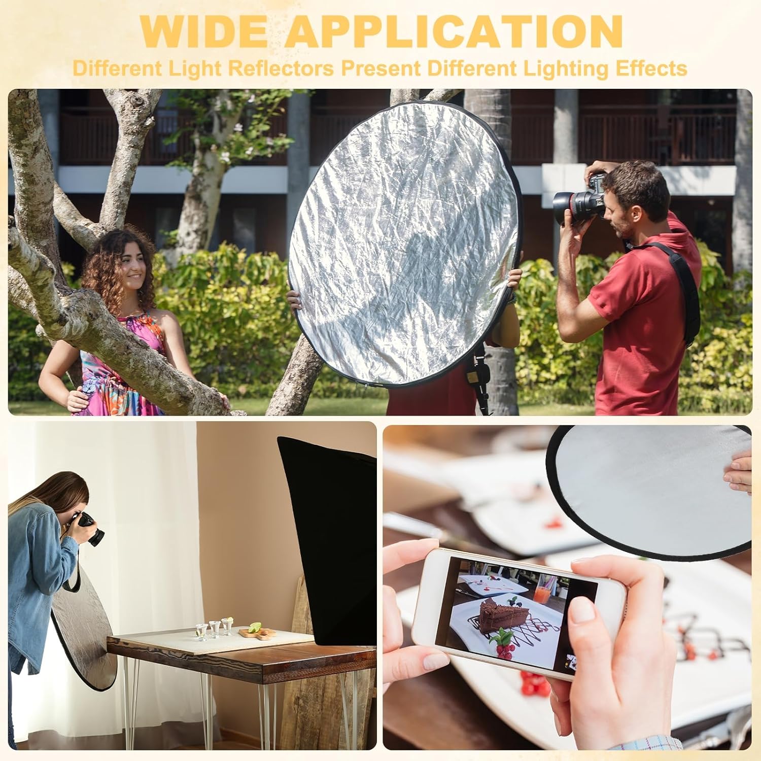 PATIKIL 43"/110cm Reflector Photography, 2Pcs 2 in 1 Collapsible Light Reflector with Bag Multi-Disc Light Diffuser for Studio Outdoor, Silver/White