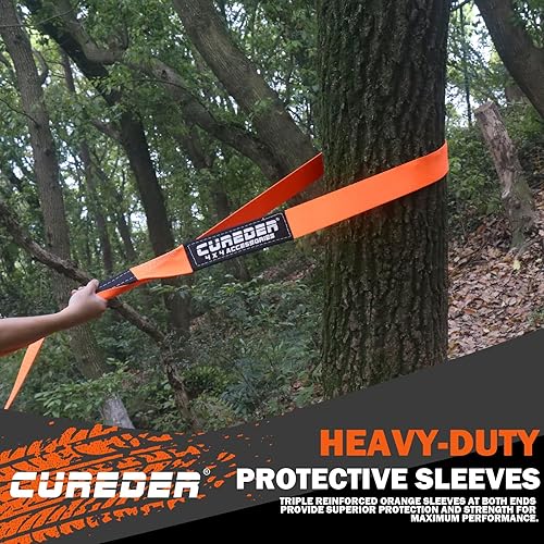 Miniatura 8 de Kit de recuperación de correa de remolque cuerda de 3 pulgadas x 20 pies (35,121 libras) + grilletes de anillo en D de 34 pulgadas (2 piezas) +