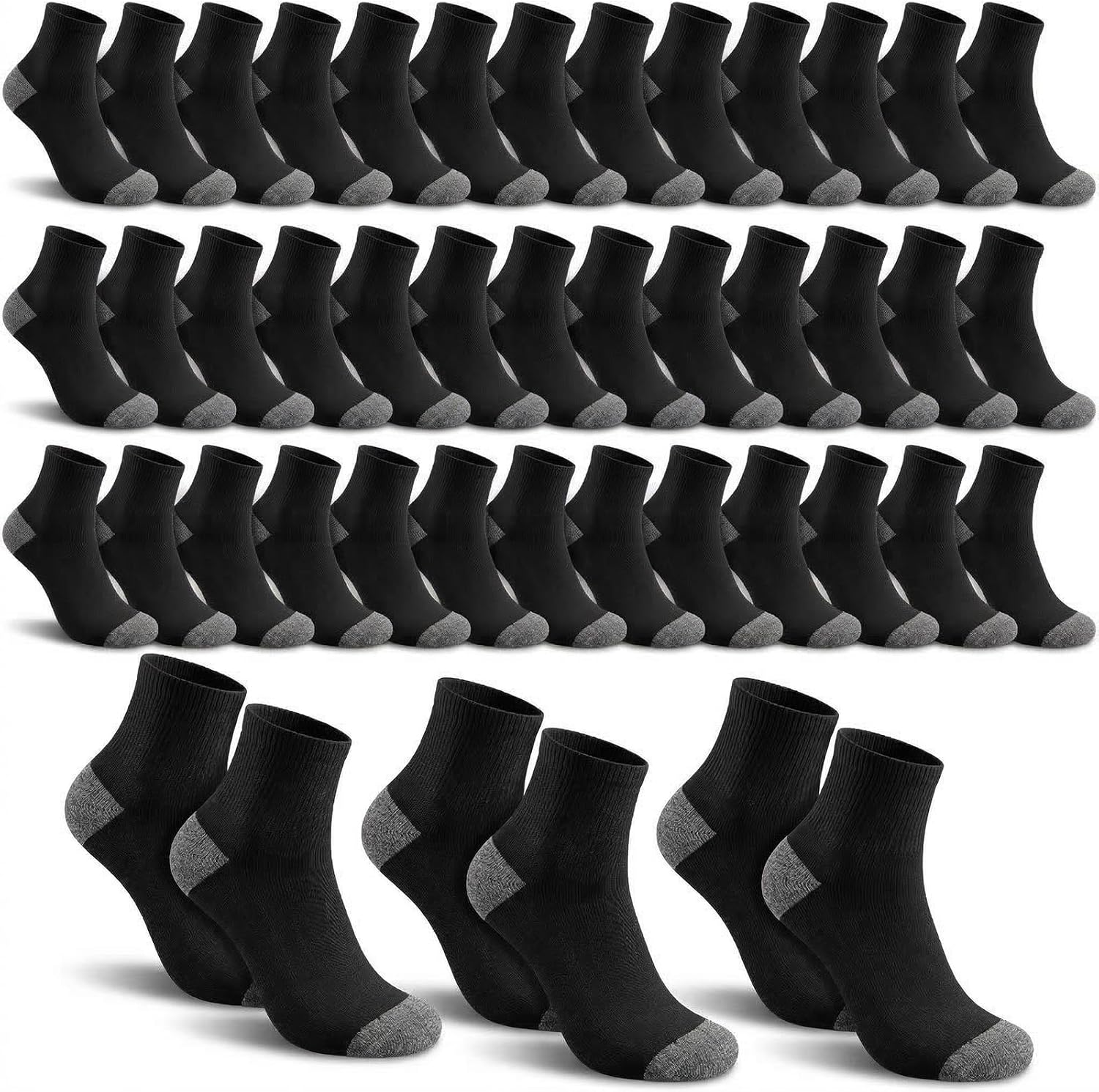 50 Pairs Ankle Socks for Men Lightweight Mens Socks Bulk Comfort Breathable Athletic Casual Quarter Sock Size 7-12 Athletic Socks Crew Socks Cushion Socks for Women Unisex Running Hiking