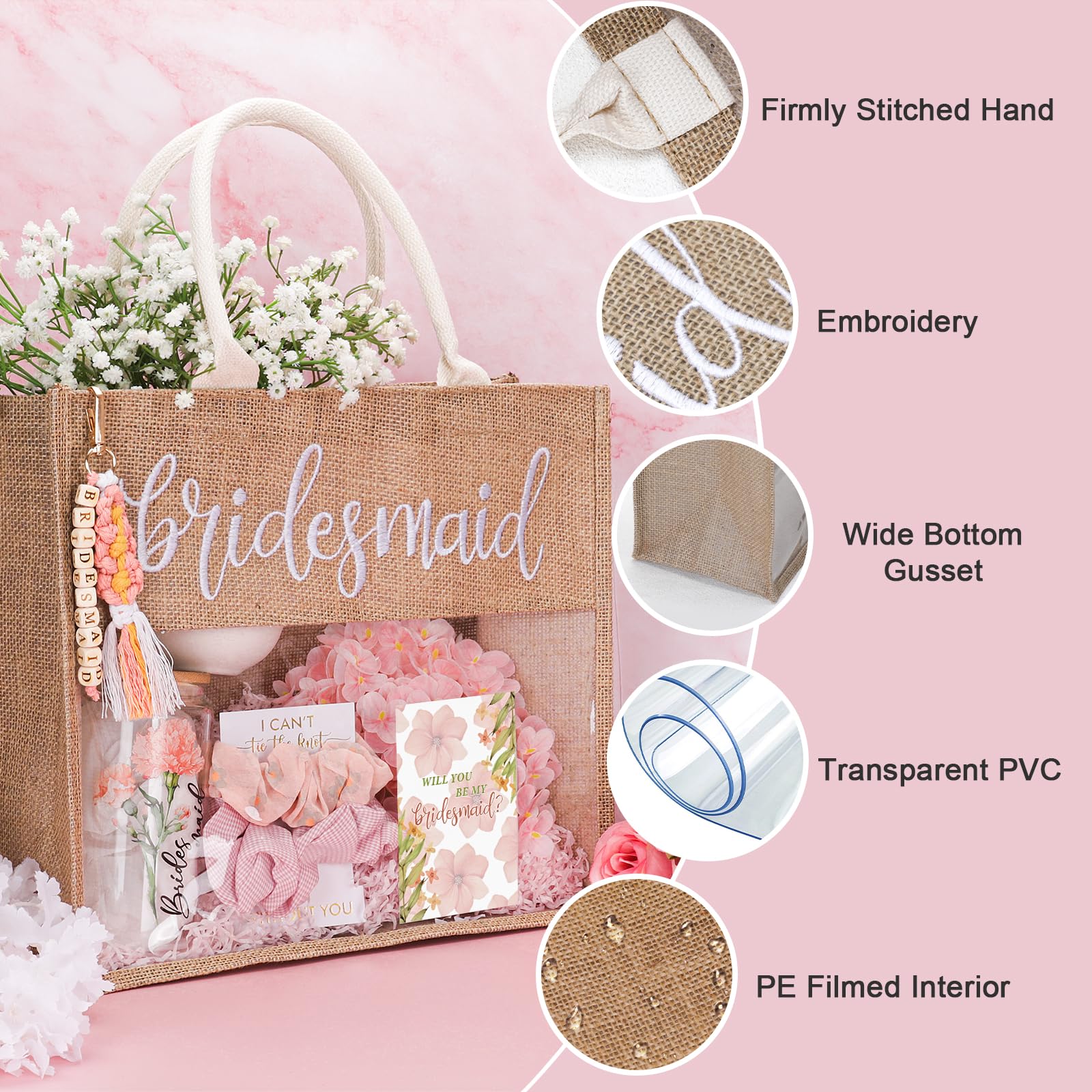 Bridesmaid Gifts,Bridesmaids Proposal Bag,Will You Be My Bridesmaid,Bridesmaids Tote Bag Glass Cup Proposal Gifts