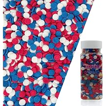 Patriotic Red & Blue & White Round Sprinkles 4th of July Edible Confetti Sprinkles Cake Decorations Cupcake Toppers Perfect for Cakes, Cupcakes, Desserts Toppings 3OZ