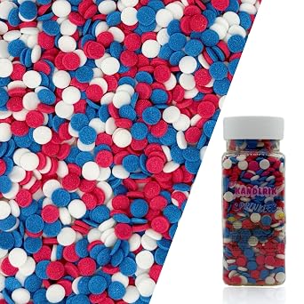 Red & Blue & White Round Sprinkles 4th of July Edible Confetti Sprinkles Cake Decorations Cupcake Toppers Perfect for Cakes, Cupcakes, Desserts Toppings 3OZ