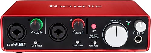 Miniatura 1 de Focusrite Scarlett 2i2 2 generación Interfaz de audio USB con Pro Tools Primero Rojo 2i2 - 2 micrófonos