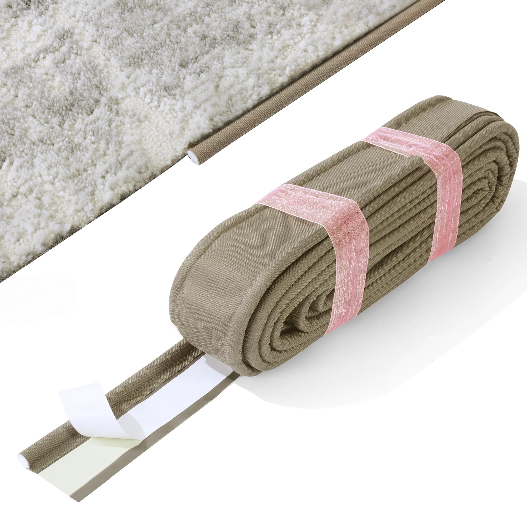 HOMBYS 30 ft Roll Professional Carpet Edge Binding Tape - Heavy Duty Rug Binding Kit for DIY Finishing (Light Brown)